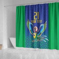 Brazil Canarinho Custom Shower Curtain Macaw Mascot with Brazil Flag Colors