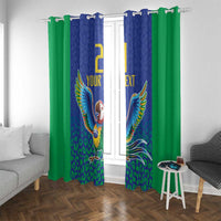 Brazil Canarinho Custom Window Curtain Macaw Mascot with Brazil Flag Colors