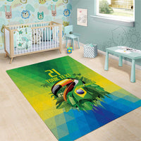 Brazil Football Custom Area Rug Toco Toucan Bora Brasil! Go Brazil!