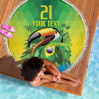 Brazil Football Custom Beach Blanket Toco Toucan Bora Brasil! Go Brazil!
