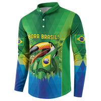 Brazil Football Custom Button Sweatshirt Toco Toucan Bora Brasil! Go Brazil!