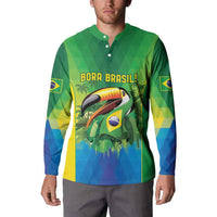 Brazil Football Custom Button Sweatshirt Toco Toucan Bora Brasil! Go Brazil!