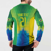 Brazil Football Custom Button Sweatshirt Toco Toucan Bora Brasil! Go Brazil!