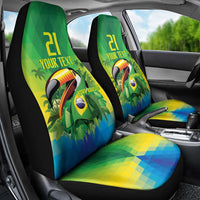 Brazil Football Custom Car Seat Cover Toco Toucan Bora Brasil! Go Brazil!