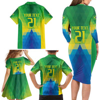 Brazil Football Custom Family Matching Long Sleeve Bodycon Dress and Hawaiian Shirt Toco Toucan Bora Brasil! Go Brazil!