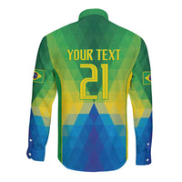 Brazil Football Custom Long Sleeve Button Shirt Toco Toucan Bora Brasil! Go Brazil!