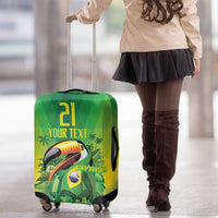 Brazil Football Custom Luggage Cover Toco Toucan Bora Brasil! Go Brazil!