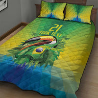 Brazil Football Custom Quilt Bed Set Toco Toucan Bora Brasil! Go Brazil!