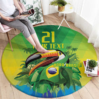 Brazil Football Custom Round Carpet Toco Toucan Bora Brasil! Go Brazil!