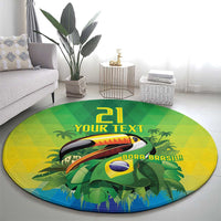 Brazil Football Custom Round Carpet Toco Toucan Bora Brasil! Go Brazil!