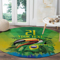 Brazil Football Custom Round Carpet Toco Toucan Bora Brasil! Go Brazil!