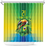 Brazil Football Custom Shower Curtain Toco Toucan Bora Brasil! Go Brazil!