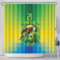 Brazil Football Custom Shower Curtain Toco Toucan Bora Brasil! Go Brazil!