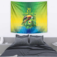 Brazil Football Custom Tapestry Toco Toucan Bora Brasil! Go Brazil!