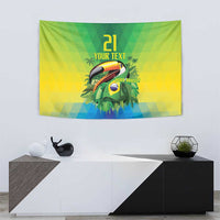 Brazil Football Custom Tapestry Toco Toucan Bora Brasil! Go Brazil!