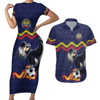 Ecuado Andean Condor Football Custom Couples Matching Short Sleeve Bodycon Dress and Hawaiian Shirt Tricolors Motif