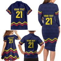 Ecuado Andean Condor Football Custom Family Matching Long Sleeve Bodycon Dress and Hawaiian Shirt Tricolors Motif