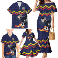 Ecuado Andean Condor Football Custom Family Matching Mermaid Dress and Hawaiian Shirt Tricolors Motif