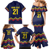 Ecuado Andean Condor Football Custom Family Matching Mermaid Dress and Hawaiian Shirt Tricolors Motif