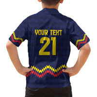 Ecuado Andean Condor Football Custom Family Matching Off The Shoulder Long Sleeve Dress and Hawaiian Shirt Tricolors Motif