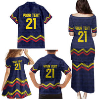 Ecuado Andean Condor Football Custom Family Matching Puletasi and Hawaiian Shirt Tricolors Motif