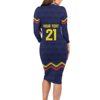 Ecuado Andean Condor Football Custom Long Sleeve Bodycon Dress Tricolors Motif