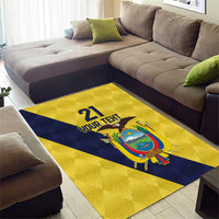 Ecuador La Tricolor Custom Area Rug Gold and Navy Blue Motif