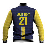 Ecuador La Tricolor Custom Baseball Jacket Gold and Navy Blue Motif