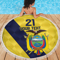 Ecuador La Tricolor Custom Beach Blanket Gold and Navy Blue Motif