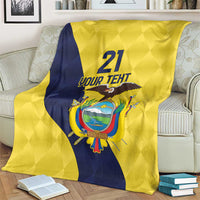 Ecuador La Tricolor Custom Blanket Gold and Navy Blue Motif