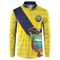 Ecuador La Tricolor Custom Button Sweatshirt Gold and Navy Blue Motif