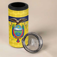 Ecuador La Tricolor Custom 4 in 1 Can Cooler Tumbler Gold and Navy Blue Motif