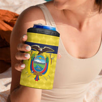 Ecuador La Tricolor Custom 4 in 1 Can Cooler Tumbler Gold and Navy Blue Motif