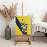 Ecuador La Tricolor Custom Canvas Wall Art Gold and Navy Blue Motif