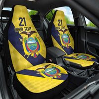 Ecuador La Tricolor Custom Car Seat Cover Gold and Navy Blue Motif