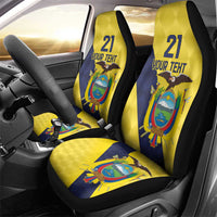Ecuador La Tricolor Custom Car Seat Cover Gold and Navy Blue Motif