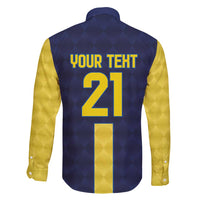 Ecuador La Tricolor Custom Family Matching Long Sleeve Bodycon Dress and Hawaiian Shirt Gold and Navy Blue Motif