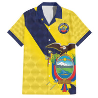 Ecuador La Tricolor Custom Family Matching Summer Maxi Dress and Hawaiian Shirt Gold and Navy Blue Motif
