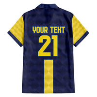 Ecuador La Tricolor Custom Family Matching Tank Maxi Dress and Hawaiian Shirt Gold and Navy Blue Motif