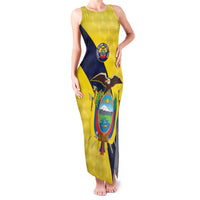 Ecuador La Tricolor Custom Family Matching Tank Maxi Dress and Hawaiian Shirt Gold and Navy Blue Motif