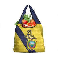 Ecuador La Tricolor Custom Grocery Bag Gold and Navy Blue Motif