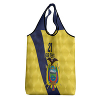 Ecuador La Tricolor Custom Grocery Bag Gold and Navy Blue Motif