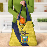 Ecuador La Tricolor Custom Grocery Bag Gold and Navy Blue Motif