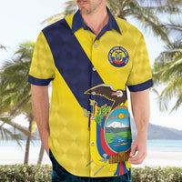 Ecuador La Tricolor Custom Hawaiian Shirt Gold and Navy Blue Motif