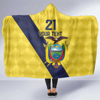 Ecuador La Tricolor Custom Hooded Blanket Gold and Navy Blue Motif