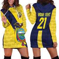Ecuador La Tricolor Custom Hoodie Dress Gold and Navy Blue Motif