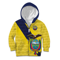 Ecuador La Tricolor Custom Kid Hoodie Gold and Navy Blue Motif