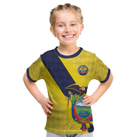Ecuador La Tricolor Custom Kid T Shirt Gold and Navy Blue Motif