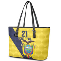 Ecuador La Tricolor Custom Leather Tote Bag Gold and Navy Blue Motif