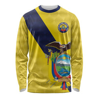Ecuador La Tricolor Custom Long Sleeve Shirt Gold and Navy Blue Motif